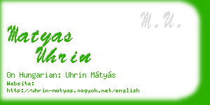 matyas uhrin business card
